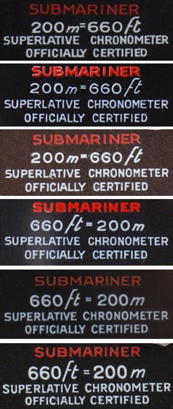 Rolex Submariner Year Chart